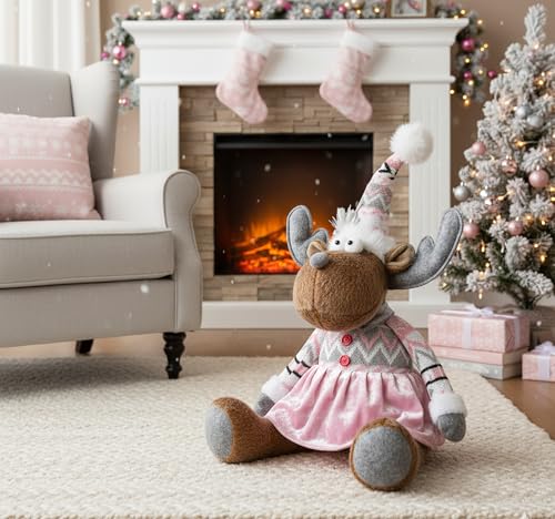 KAMACA Sitzender Elch aus Stoff mit Kleid hyggelige Winter- &...