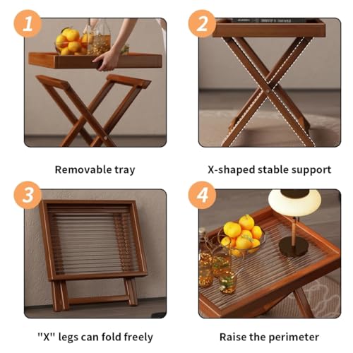 Tavolino pieghevole in bambù per esterni, tavolino versatile per patio, campeggio, giardino, caffè e sala da pranzo, design leggero e portatile