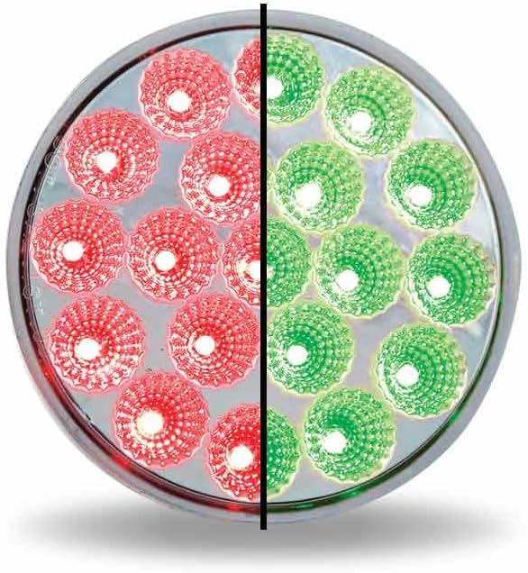TRUX TLED-4XRG Stop, Turn & Tail Light, Dual Revolution, 4", Red/Green, Led