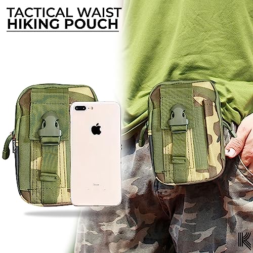 Image of Kraptick Multi-Purpose Water Resistant Waist Bag with Dual Compartment, Waist Bag Mobile Phone Holder, Waist Pack for Men, Women Camping Hiking Pouch (Jungle Camouflage)