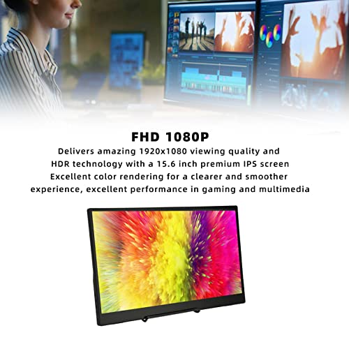 Tragbarer Monitor, 15,6 Zoll 1080P FHD Laptop-Monitor HDR IPS USB C HDMI Computer-Display Zweiter Externer Monitor für Laptop, Augenpflege Externer Bildschirm für Gaming – Bild 3