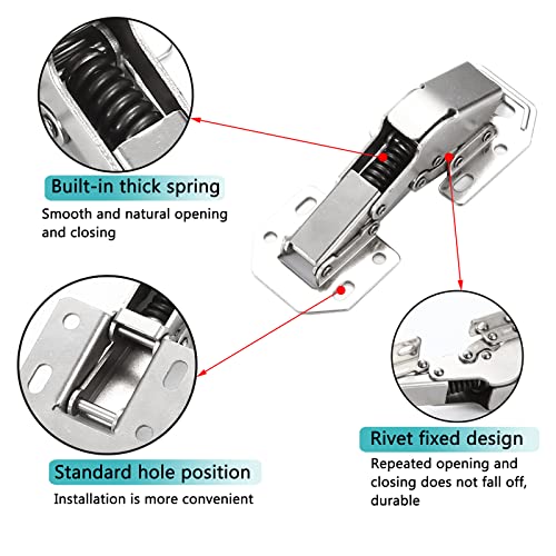 Cabinet Doors Hinges 4 PCS, 4 inch Hidden Frameless Cabinet Hinges Easy to Install, Soft Closing Concealed Cabinet Hinge with Screws - Image 3