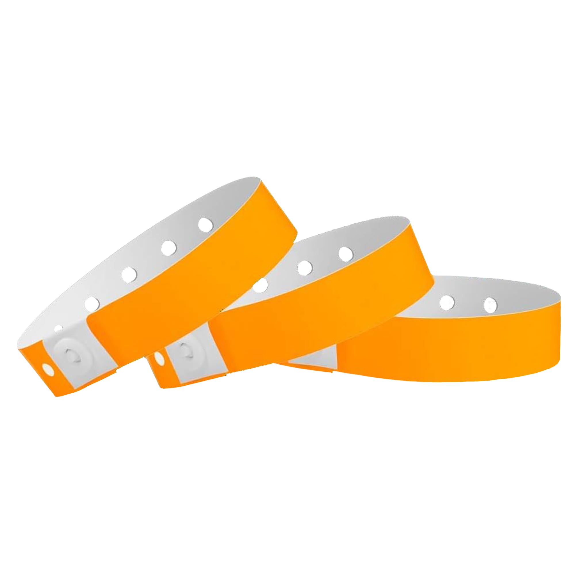 100 WristCo Neon Orange Plastic Wristbands for Events – Extended Wear, Secure Snap Prevents Reuse – Premium-Grade Bracelets for Hospital & Medical ID, Party & VIP Identification