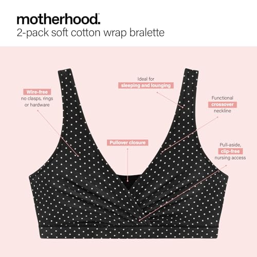 Image of Motherhood Maternity Women's Soft Cotton Spandex Wrap Front Maternity & Nursing Sleep Bralette Bra S-3x