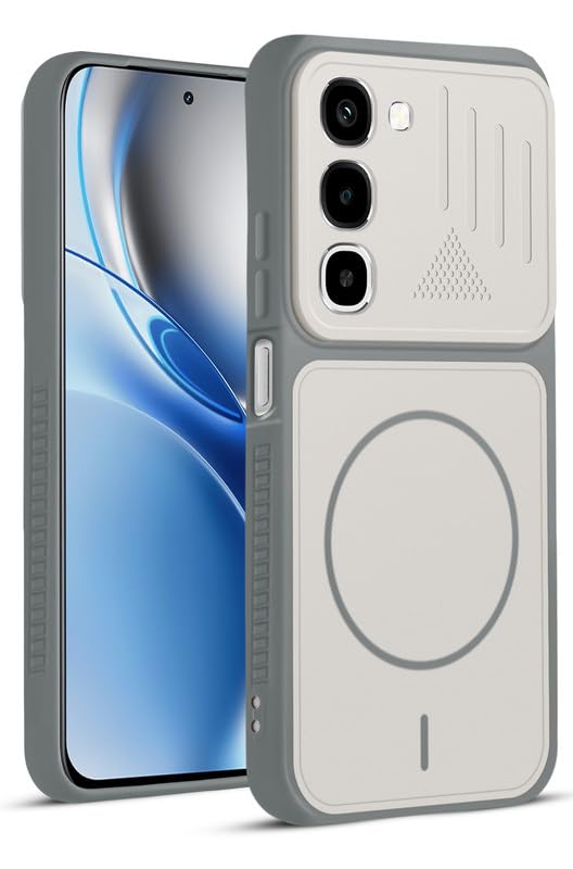 Mr. Case Back Cover for Realme P4R 5G | Ring Design Protective Case with Camera Cut Protection | Anti Slip Grip | Shockproof Mobile Cover – Dark Grey-White