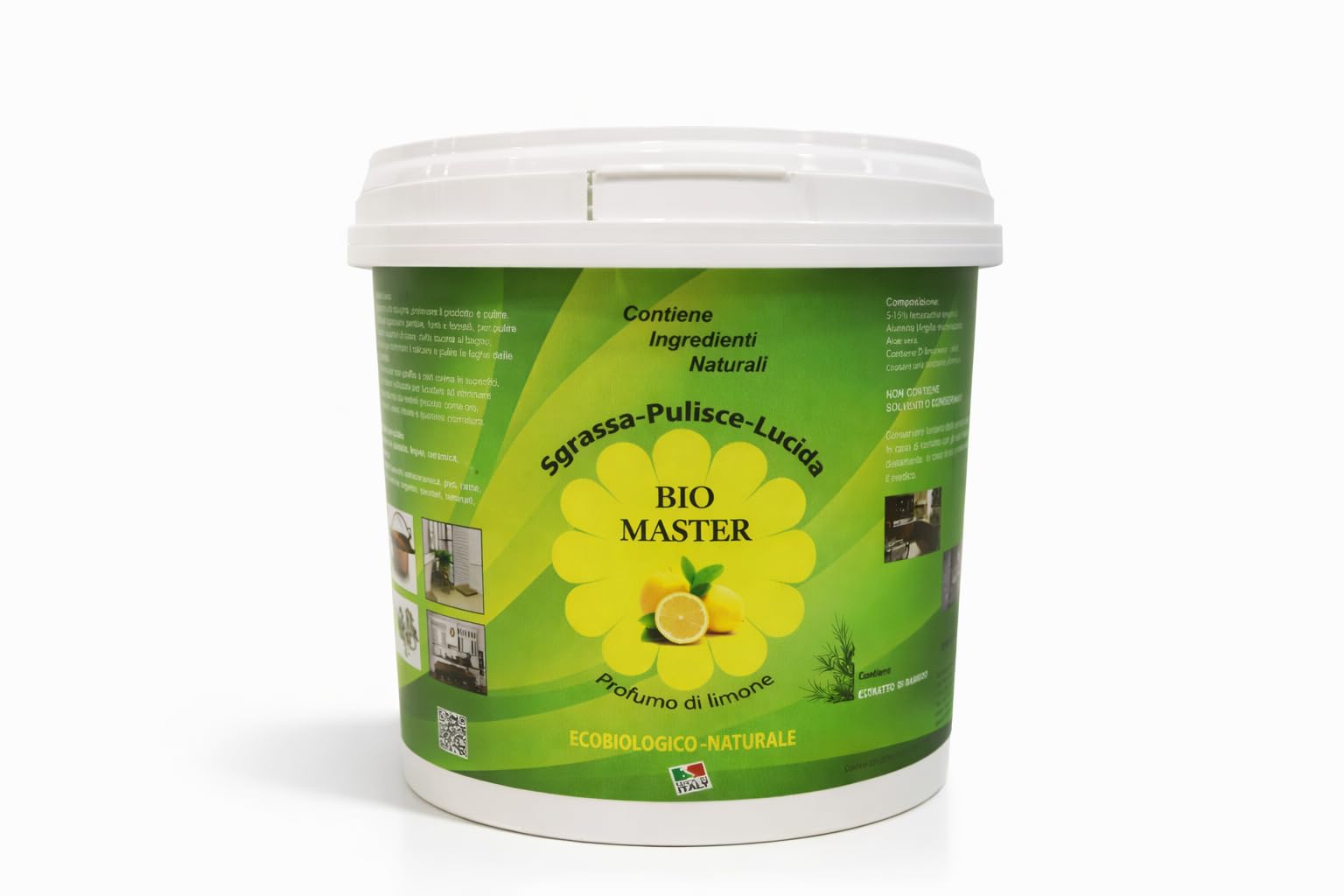 Sgrassatore Universale Naturale. Elimina il Grasso e Lucida Tutte le Superfici. Ideale per la Pulizia di Casa, Cucina, Bagno, Auto e Moto. Profumo di Limone. Con Spugna Inclusa. (4 kg)