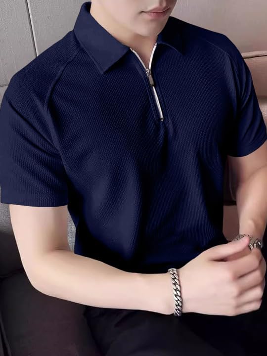 Image of GRECIILOOKS Tshirt for Man | T Shirt for Mans | Mens Tshirts | Polo T- Shirt for Mens | Half Sleeve Polo Neck Tshirt for Men (Available in Plus Sizes)