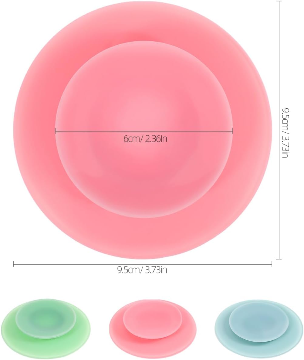 NOLITOY 3Pcs Sided Suction Cups, Double Portable Plate Suckers Non-Slip Silicone Utensil Rest Sucker Pads for Plate Bowl Dish