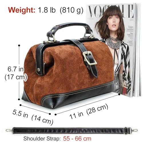 Image of CONTACTS Full Grain Leather Doctor Purse Bag for Women Top Handle Bag Vintage Handbag Shoulder Bag
