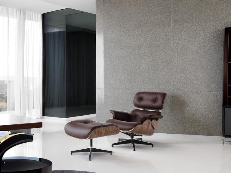 Brown Eames Lounge Chair and Ottoman Replica – Mid-Century Modern
