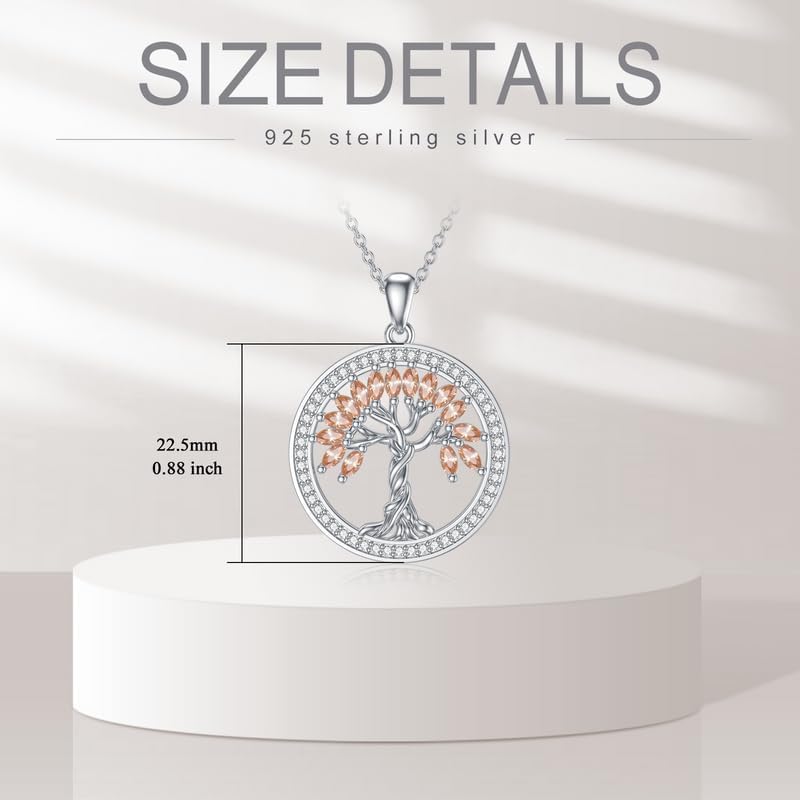 Tree of Life Necklace Birthstones S925 Sterling Silver pendant for Women Wife Mom Birthday Gifts for Her - Image 4