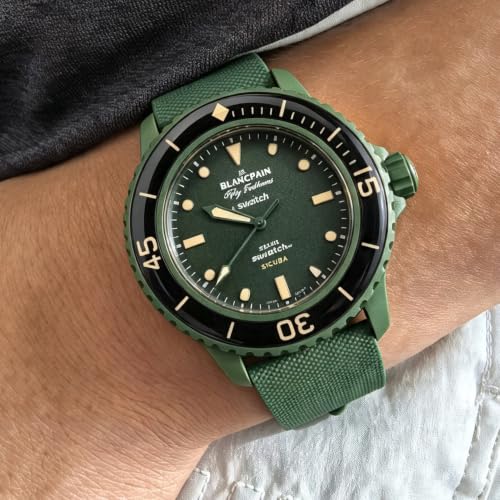Image of 22 MM Watch Strap Replacement for Blancpain X Swatch with Hex Spanner Quick Release Silicone Watch Band Compatible with Bioceramic SCUBA Fifty Fathoms