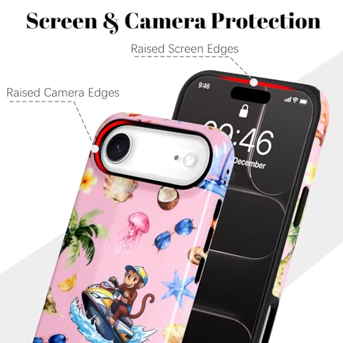 Image of Magnetic for iPhone Air Case for Women Girl, Monkeys | Stylish Monkeys Pattern Design [Compatible with MagSafe] 2-Layer Hybrid Shockproof Glossy Protective Cover