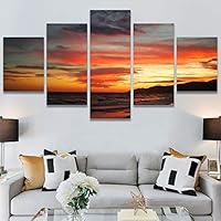 SIGNWIN 5 Panel Canvas Wall Art Landscape Mountain for Home Decorations Ready to Hang - 60