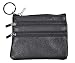 Yeeasy Womens Mini Coin Purse Wallet Genuine Leather Zipper Pouch with Key Ring (Black)