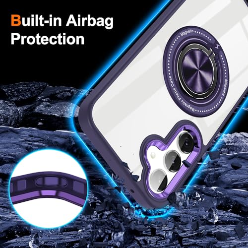 Coque Samsung A35 béquille violette et rose avec dos transparent net