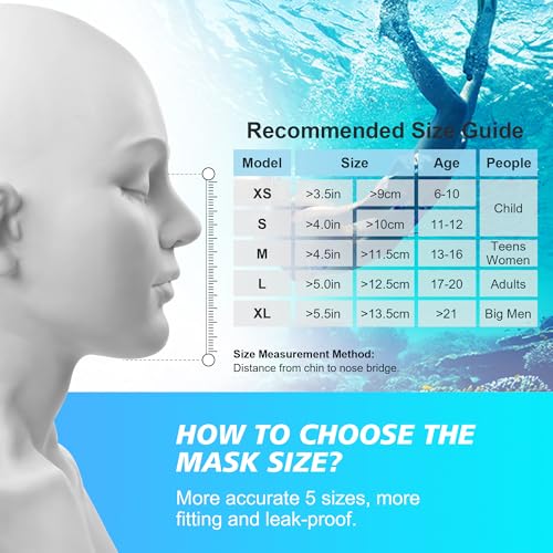 Máscara de snorkel facial completa Devilfish para adultos, sistema Dry Top, set de snorkel con gafas plegables, vista panorámica de 180 grados, máscara de buceo anti-fugas y anti-vaho miniatura 6