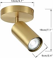 Vista 2 de BOKT Kit de iluminación LED moderna de riel de 1 luces, accesorios de foco de oro cepillado, montaje en techo de latón mate para interiores, lámpara