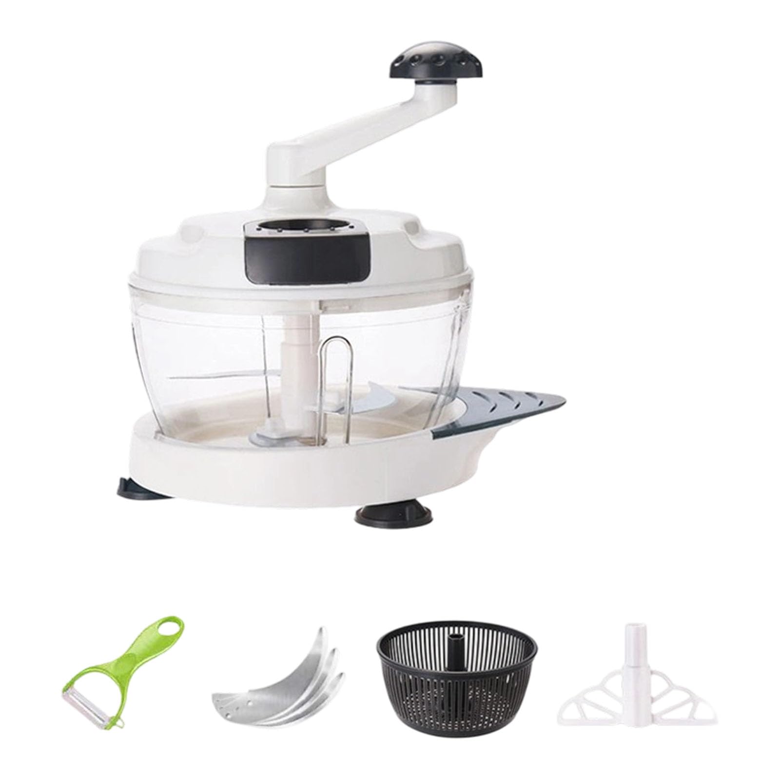 TEMOOUES Kitchen Manual Meat Grinder Vegetable Choppers with 402 Steel Food Processor with Clear Container Easy to Clean Meat Mincer