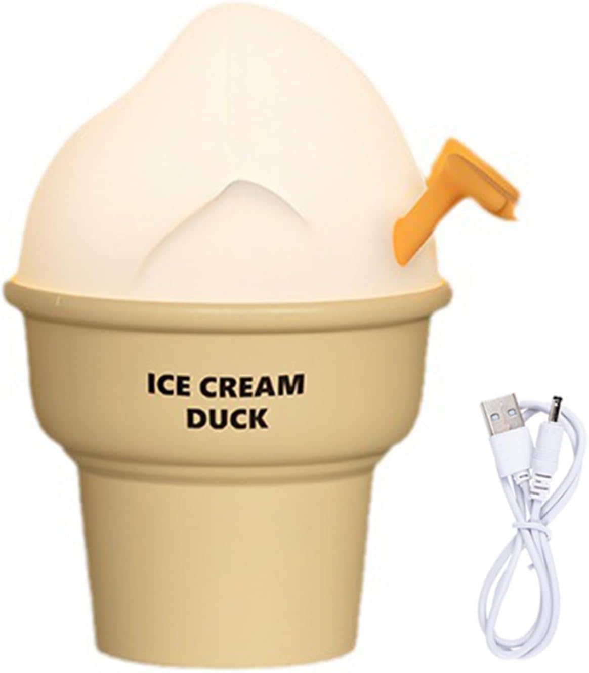 Marys - Luz nocturna con forma de helado, pato para niños, LED táctil, recargable de 1200 mAh, iluminación suave, lámpara decorativa y de noche amarilla