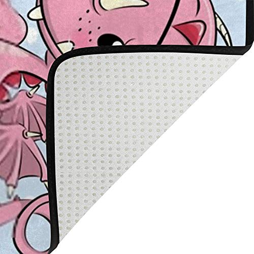 Tapis dragon rose microfibre grand format tapis de salon rectangulaire - 5