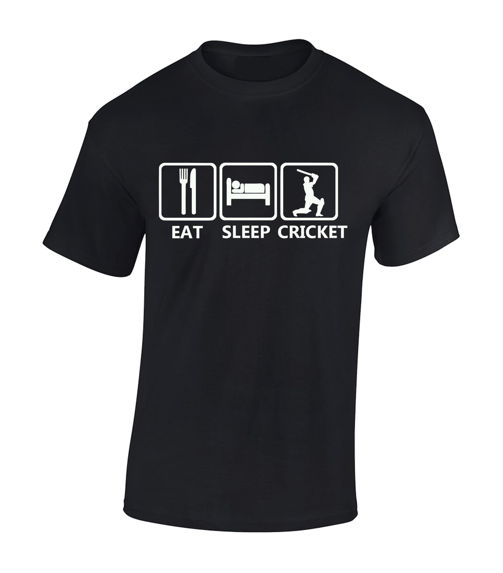 Crown Designs Men's Black Eat Sleep Cricket Novelty Gifts For & Teenagers T-Shirts Tops - /Medium