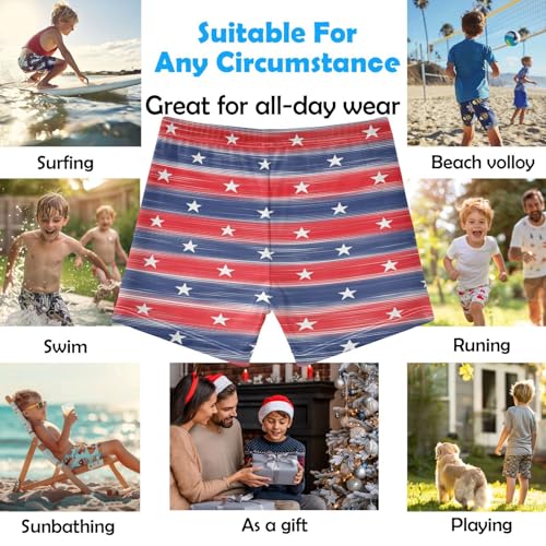 Boys Swim Trunks Quick Dry Kids Bathing Suit Blue Red Flag Star Toddler Swim Shorts Boardshorts Swimwear2