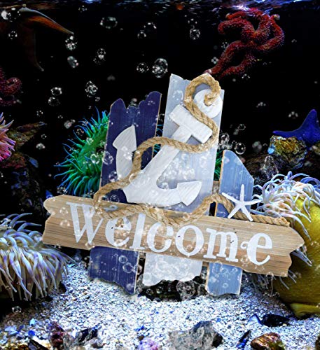 CoTa Global Atlantic Anchor Welcome Nautical Decor Sign - Nautical Themed Wood Sign, Beach Decor for Wall, Novelty White and Blue Starfish and Anchor Wooden Figure, Coastal Wall Decor Sign Accent - Image 4