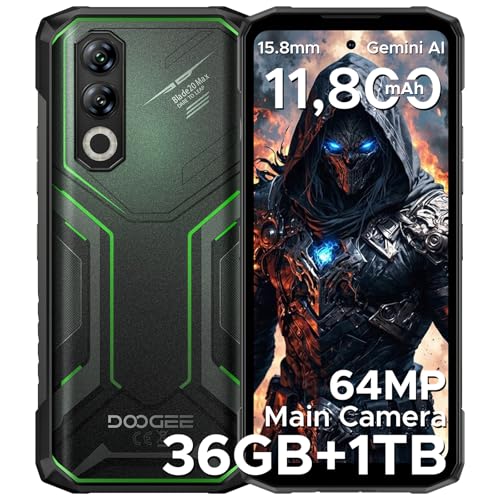 DOOGEE Blade 20 Max Rugged Phone Unlocked,36GB+1TB11800mAh Battery/33W,Helio G100,64MP+20MP Night Vision,Android 15 Rugged Smartphone,6.6’’ IPS+120Hz,Face ID/NFC/3 Card Slot Waterproof Phone