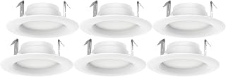 Satco S11640 Dimmable 8.7 Watt LED Downlight Retrofit, Round, 600 Lumens/3000K - Warm White, 5.5-Inches, Frosted White