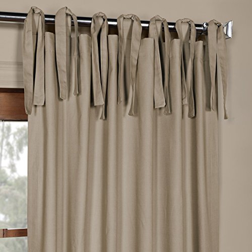 Image of HPD Half Price Drapes Solid Tie Top Cotton Curtains 108 Inches Long (1 Panel) Luxury Light Filtering Curtains for Living Room, Modern Semi Sheer Curtain for Bedroom, 50W X 108L, Sandstone