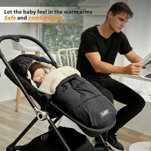 Image of LAT Baby Warm Bunting Bag Universal,Stroller Sleeping Bag Cold Weather,Waterproof Toddler Footmuff (Detachable,Pink)