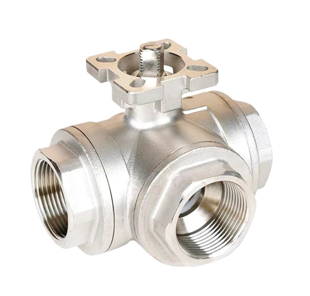 304 Stainless Steel Three-Way Ball Valve T/L Type, for Water, Oil, and Applications(1in TType)