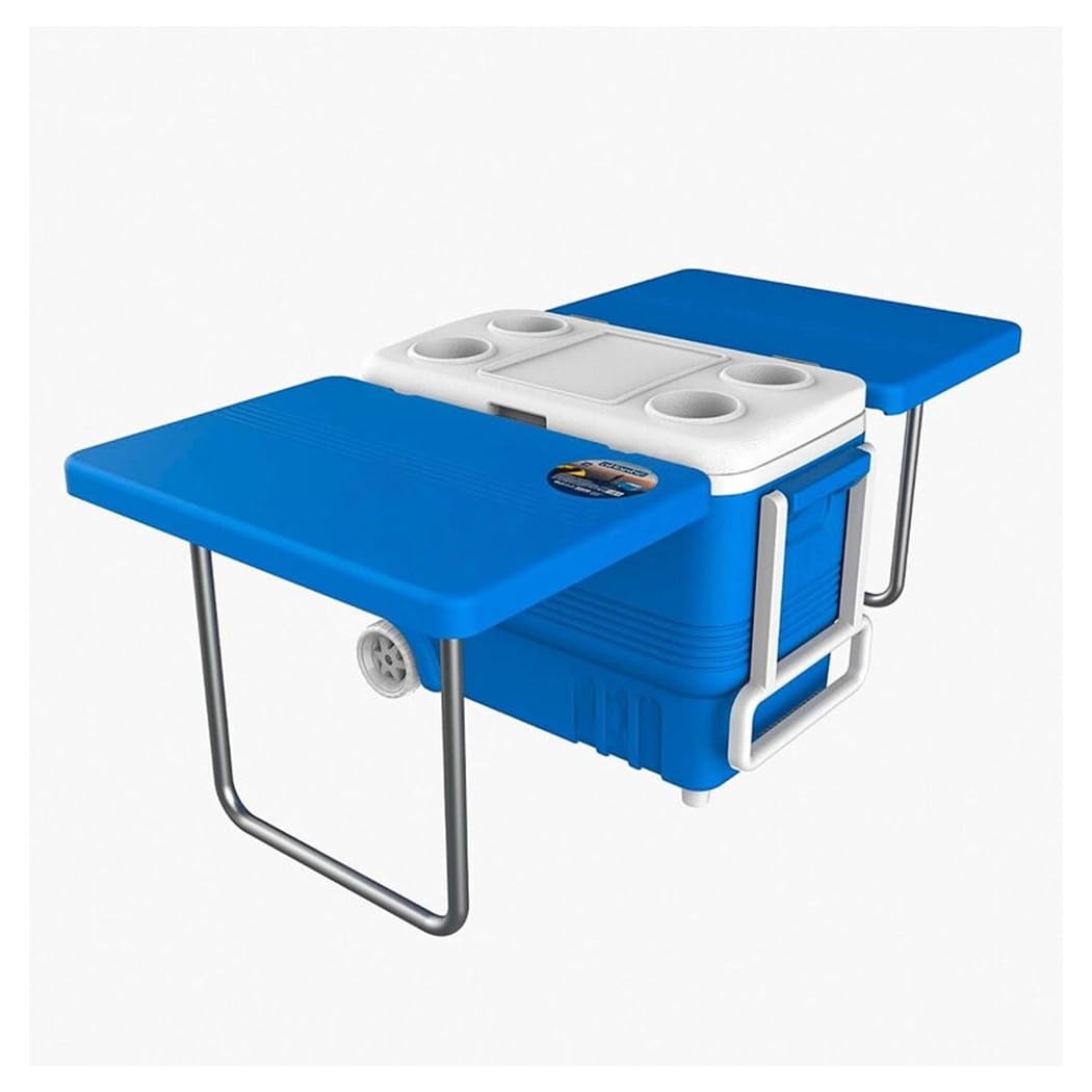 Trade Shop - Frigo Passivo Portatile 45lt con Tavolo Pieghevole per Campeggio Picnic Spiaggia 286512 -