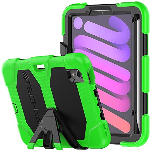 TECHGEAR G-SHOCK Case for iPad Mini 7 2024 & Mini 6 2021 (7th & 6th Gen) - Tough, Heavy Duty Armour, Shockproof with Stand - Kids, Schools, Builders, Restaurant - Green