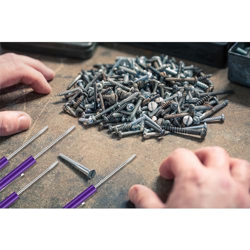 Image of 6 Pieces Pocket Screwdriver Mini Tops And magnetic pocket screwdriver with A Single Blade Head for Mechanical, Electrician (purple)