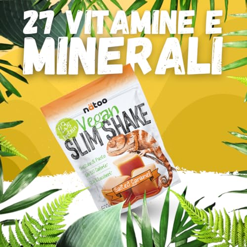 NÄToo Pasto Sostitutivo Vegan Slim Shake Proteico - Sostituto Di Pasto Completo Per Il Controllo Del Peso A Base Di Proteine Vegetali Con 27 Minerali E Vitamine - 600Gr. (10 Porzioni) (Salted Caramel) - 3