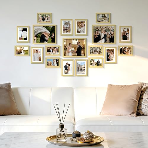 Image of upsimples Picture Frames set of 19, Including 8x10, 5x7, 4x6 Gold Frame