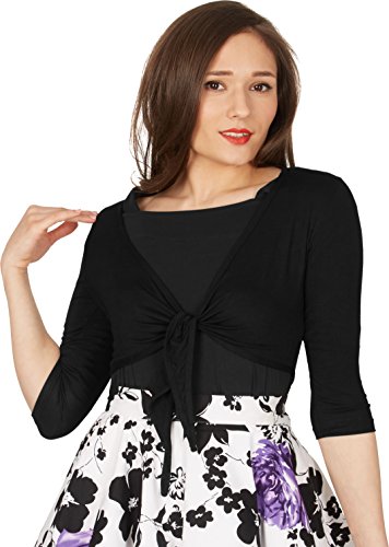 BlackButterfly Front Tie Up Bolero Shrug (Black, US 10-12)