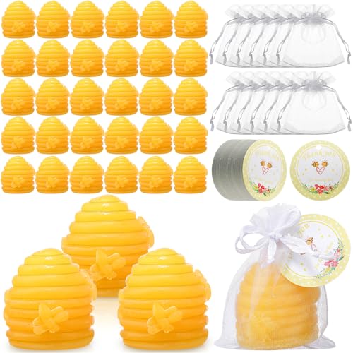 Sacubee 50 Sets Honeycomb Soap Baby Shower Favors, Handmade Bee Scented Soap Party Favors for Guests Baby Shower Favors Soaps with Organza Bags Thanks Tags Wedding Party Guests