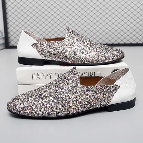 Men's Women's Loafers Glitter Formal Tuxedo Suit Uniform Shoes,Suitable for Wedding,Party,Prom,Nightclub,Fashion Pointed Toe Leather Shoes3