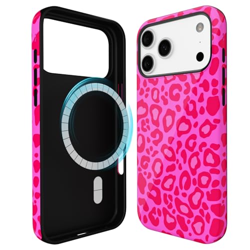 Svanove for iPhone 17 Pro Max Case Cheetah Print, Compatible with Magsafe Magnetic Leopard Phone Case, Girly Cute Trendy Retro Animal Print Aesthetic Design Hard Shell Case for Women, Hot Pink