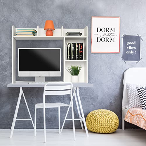 GlossyEnd Sturdy and Elegant Wood Dorm Desk Bookshelf Organizer, Office Desk Bookshelf Holder, Desktop Bookshelf Storage, Desk Book Organizer, Collage Dorm Desk Bookshelf, White