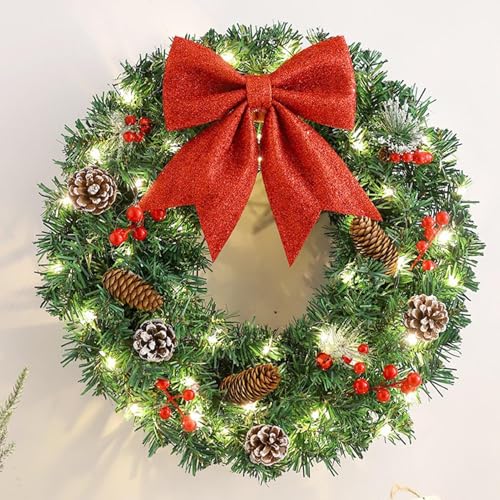 Couronne de Noël Résistante Intempéries - Finition Rustique Haut de Gamme