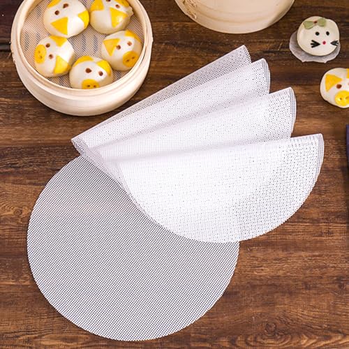 12 Tappetini in Silicone per Vaporizzatore, 25cm Steamer Mesh Round Silicone, Cestello per Cottura a Vapore Pad Antiaderante, Riutilizzabili Vaporiera Bamboo Pentola Pad per Cucina, Verdure, Riso