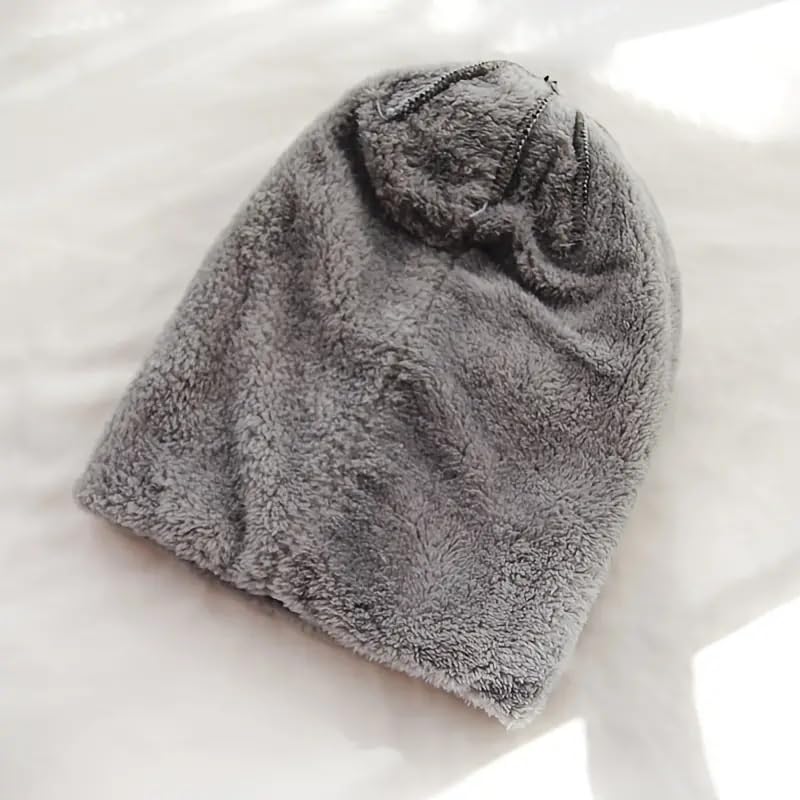 Image of F Y V Baby Kids Winter Beanie Cap with Warm Knitted Woollen Fur Lined Hat for Boys and Girls Age 1 to 6 Years Soft Stretchable Winter Cap Ear Cover