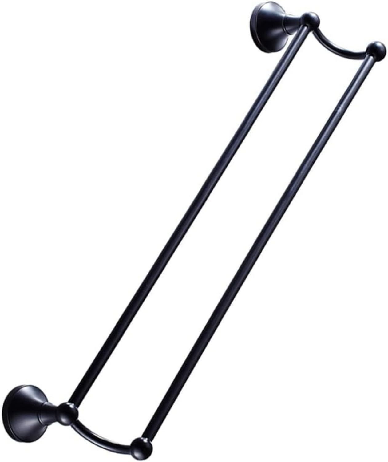 Towel Racks Rail Bath Holder Double Bar Rack Shelf Storage Bathroom Dish Cloth Hanger Wall Hanging(Black)