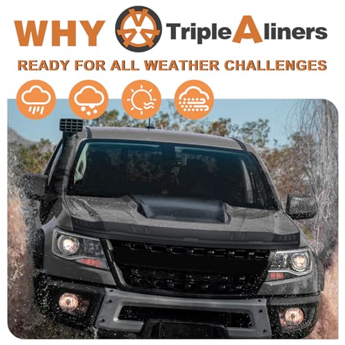 Image of TripleAliners Hood Bug Deflector Protector for 2015-2022 Chevy Colorado | Hood Protector, Bug Deflector Shield Replacement, Flexible TPE Material, Easy to Install, Upgraded adhesion