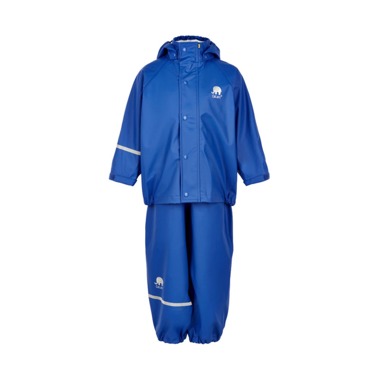 CeLaVi European Kids Rain Suit for Boys Girls with Detachable Hood, Waterproof 2 Pcs Rain Jacket w/Pants or Dungarees