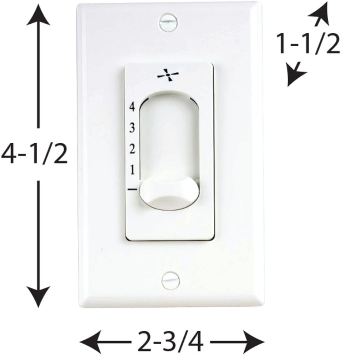 Progress Lighting Ceiling Fan Four-Speed Wall Control, AirPro Collection, Indoor, P2613-30, White